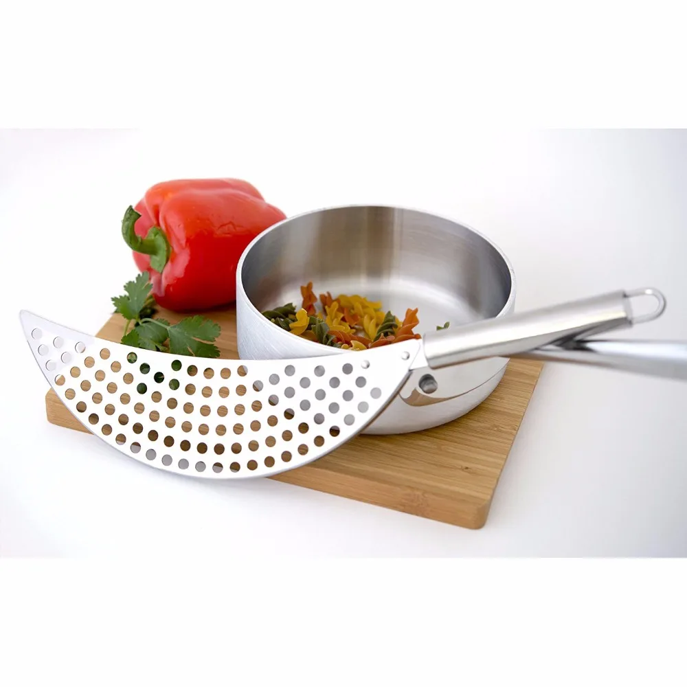Stainless Steel Pasta Pan Fry Pot Drainer Pan Strainer Colander Tool for Kitchen